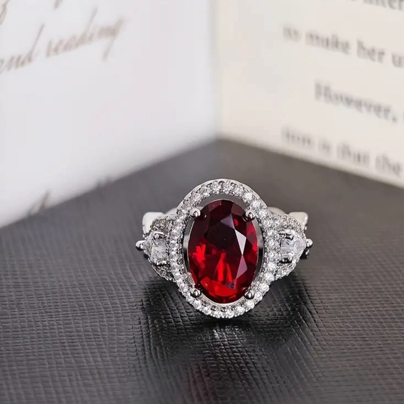 Simulated Diamond & Ruby Ring - Picture 4 of 6